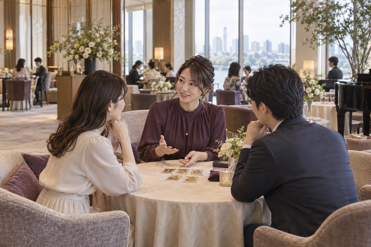 会場でカードを囲み、会話を楽しむひととき